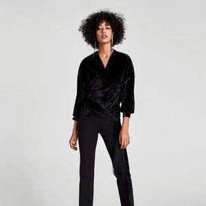 Zara Velvet Crossover Blouse